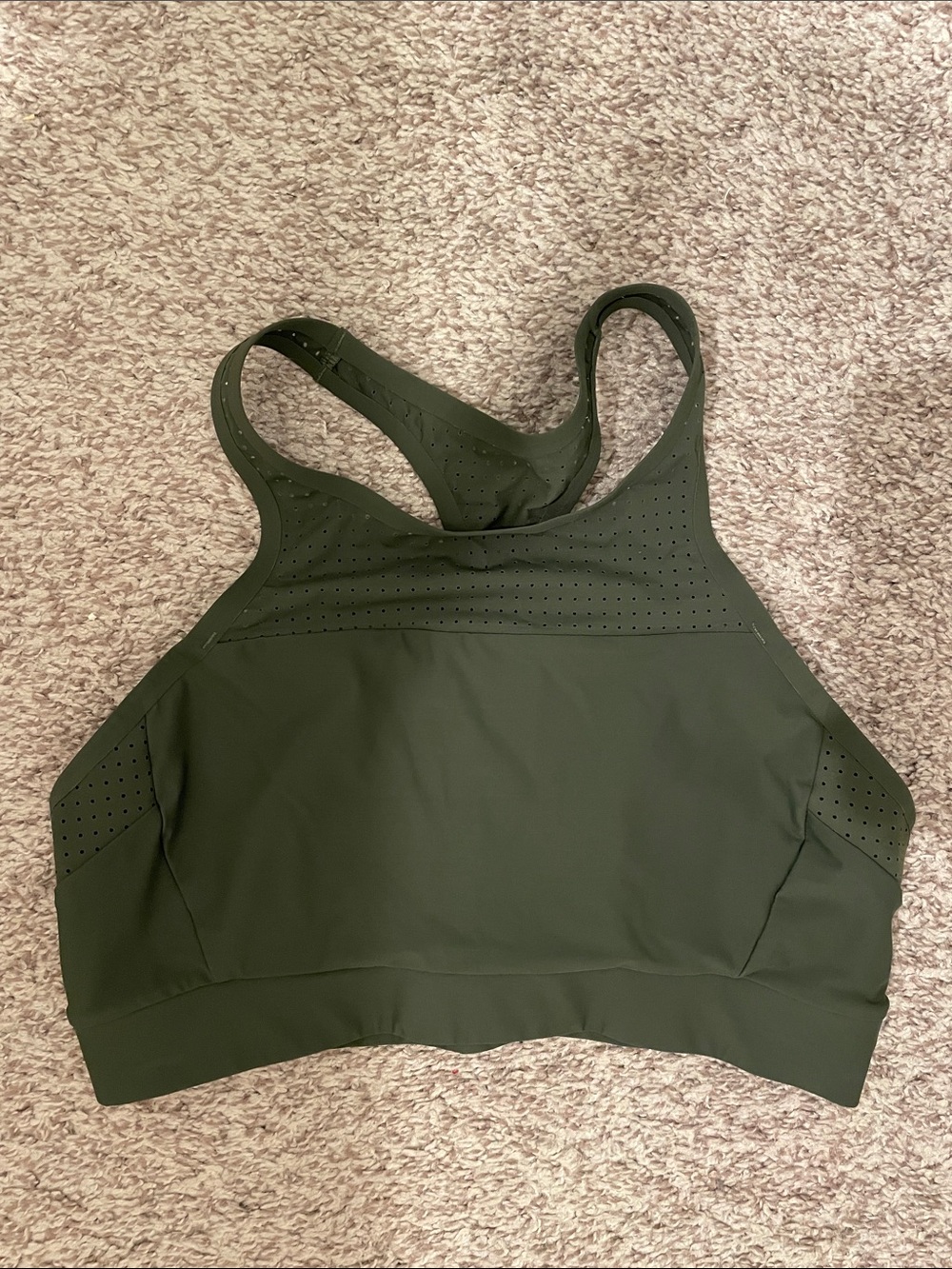 Athleta High-Neck Olive Green Sports Bra xs